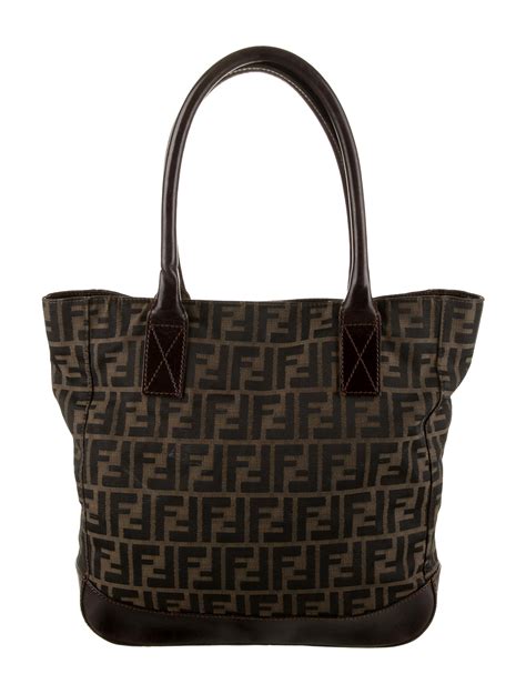 fendi zucca pattern tote bag canvas leather yoox|fendi zucca tote bag vintage.